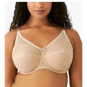 Wacoal Retro Chic Full Figure Underwire Chantilly Lace Bra Size 42D Nude New